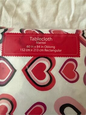 Heart Print Tablecloth in Pink and Red - With Brand